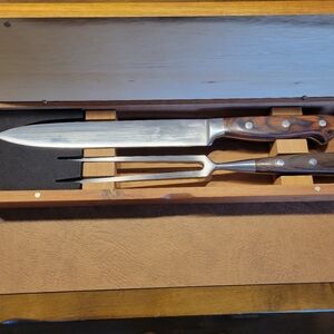 Sur La Table Carving Set Acacia Wood Box